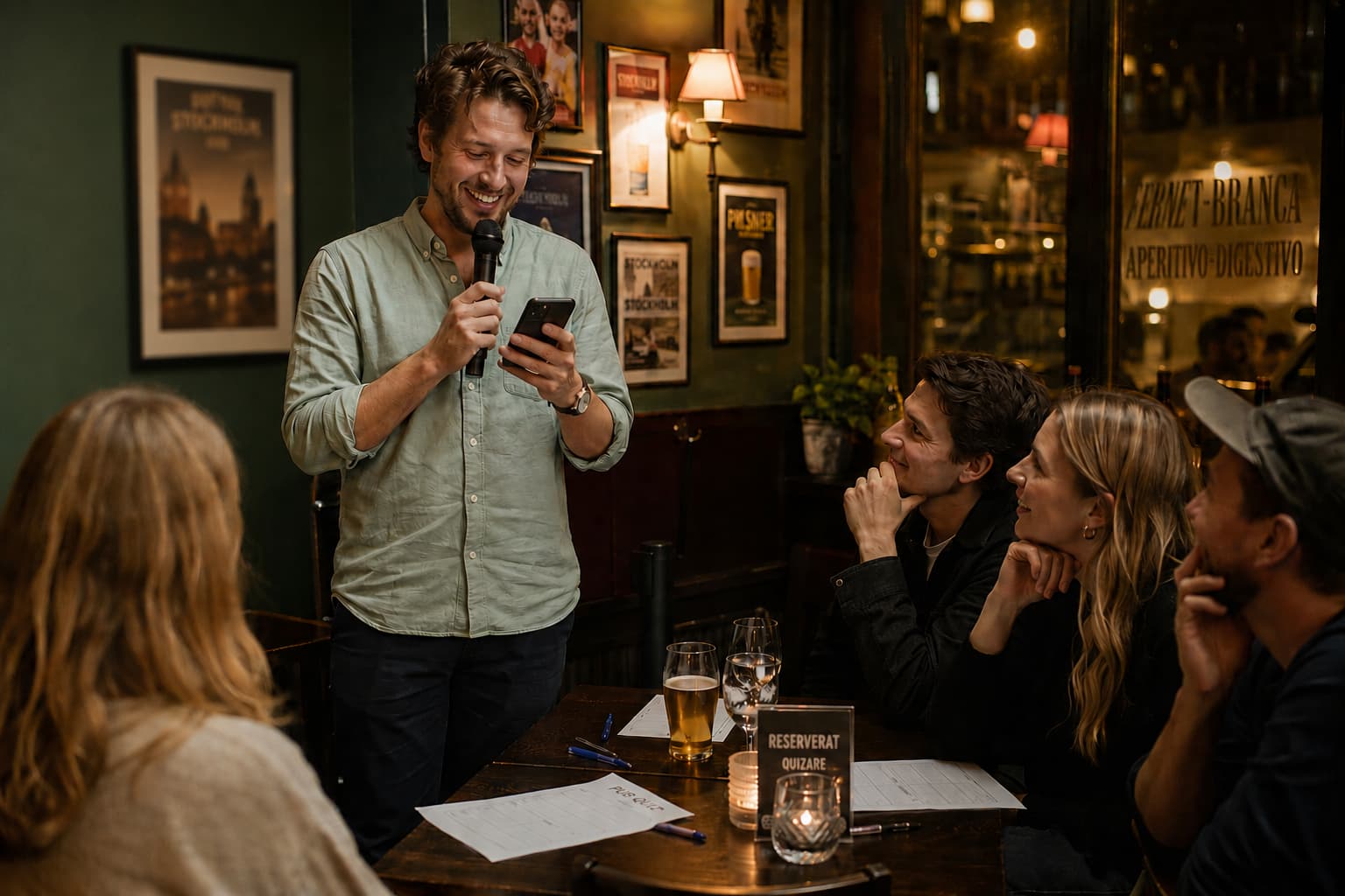 Ett musikquiz på en pub.